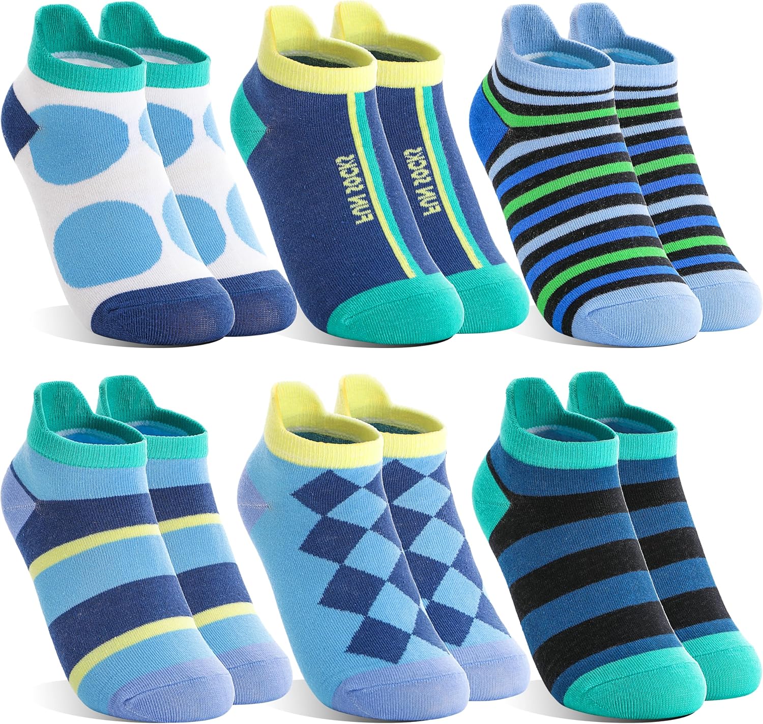 MOGGEI Kids Boys Ankle Socks Low Cut No Show Funny Cartoon Fun Cute Novelty Cotton Socks 6 Pairs