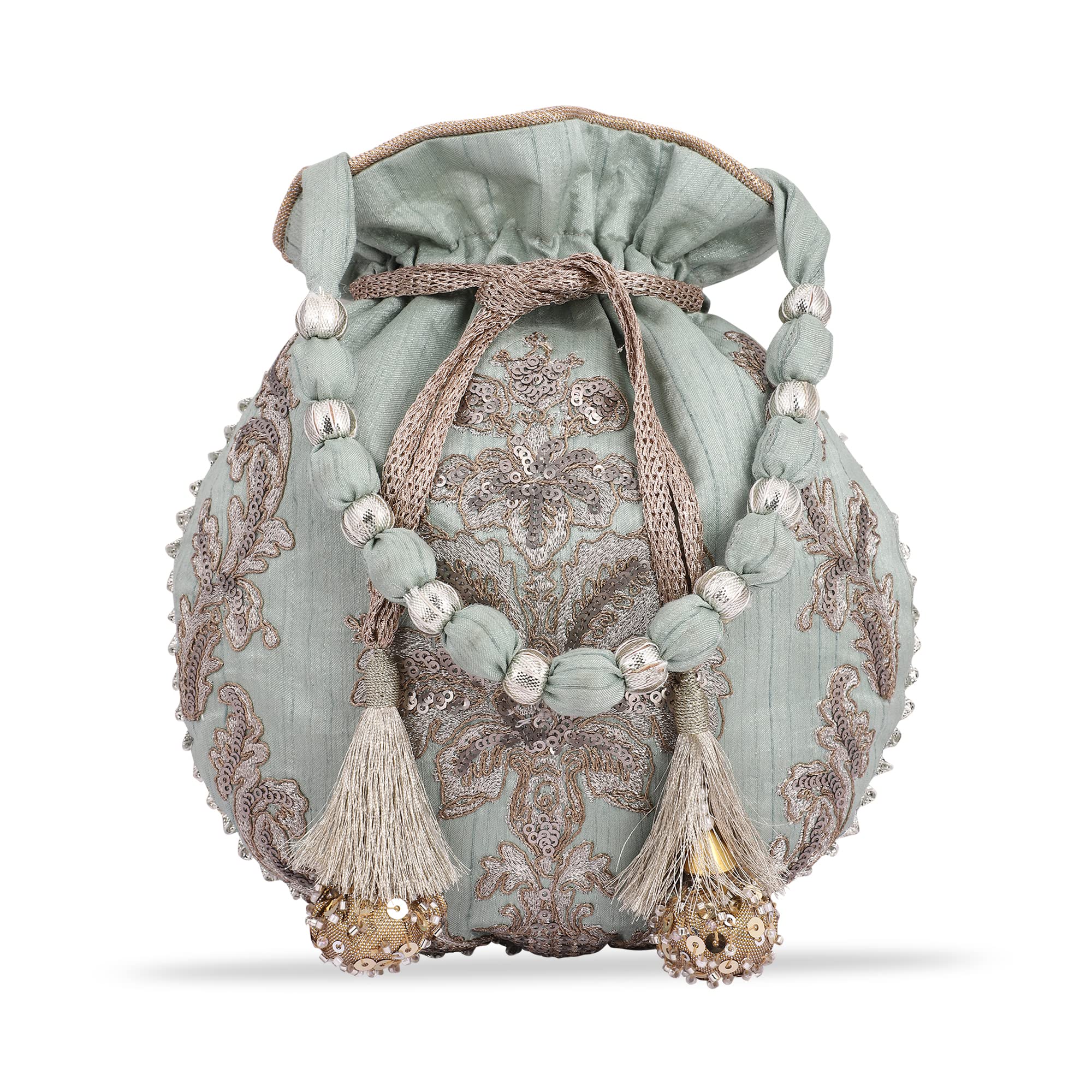 MASQ by Q-One Embroidered Silk Potli Bags - Handcrafted for Weddings, Festive Season & Special Occasions with Beads and Sequins - Made in India (B09NQCDF2V) Amazon Price History, Amazon Price Tracker