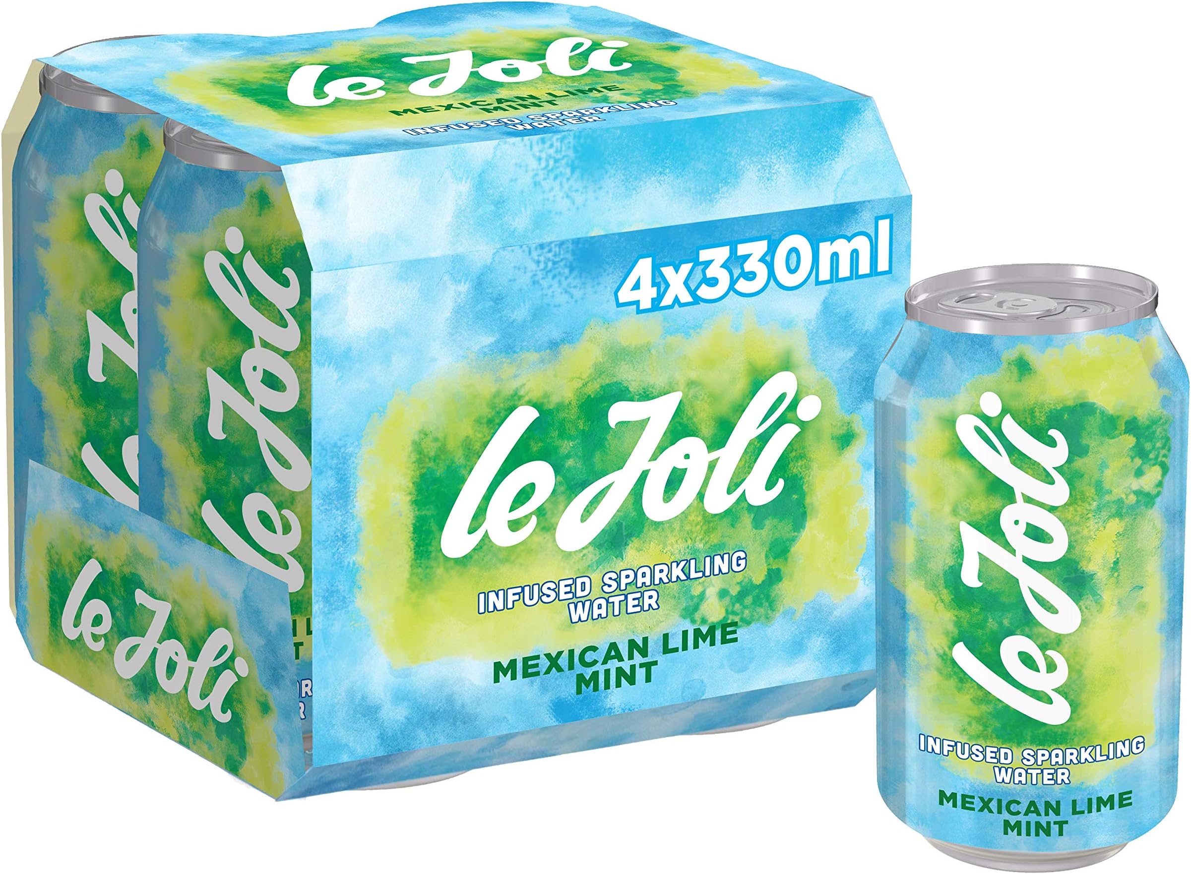 LE JOLI Mexican Lime and Mint | 4 x 330ml Cans | Sparkling Infused Water, No Sugar, No Sweeteners & No Calories | A No Compromise Water