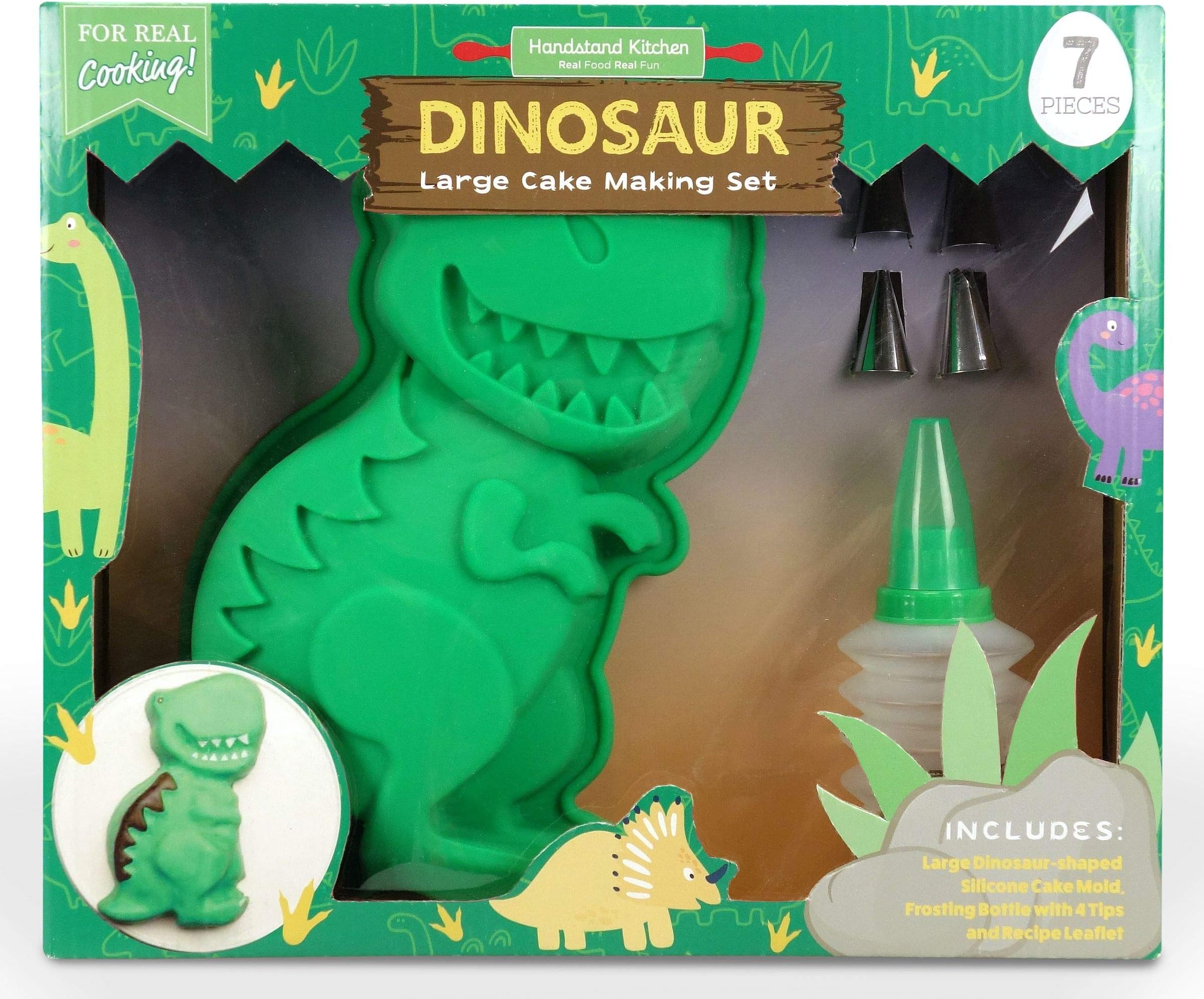 Handstand Kitchen Dinosaur Buddies 7-piece Real Cake Baking Set with Recipes