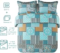 Vista 172 de VAPUTAR Juego de ropa de cama tamaño Queen – 3 piezas, edredón bohemio, colcha reversible ligera para dormitorio de granja (floral)