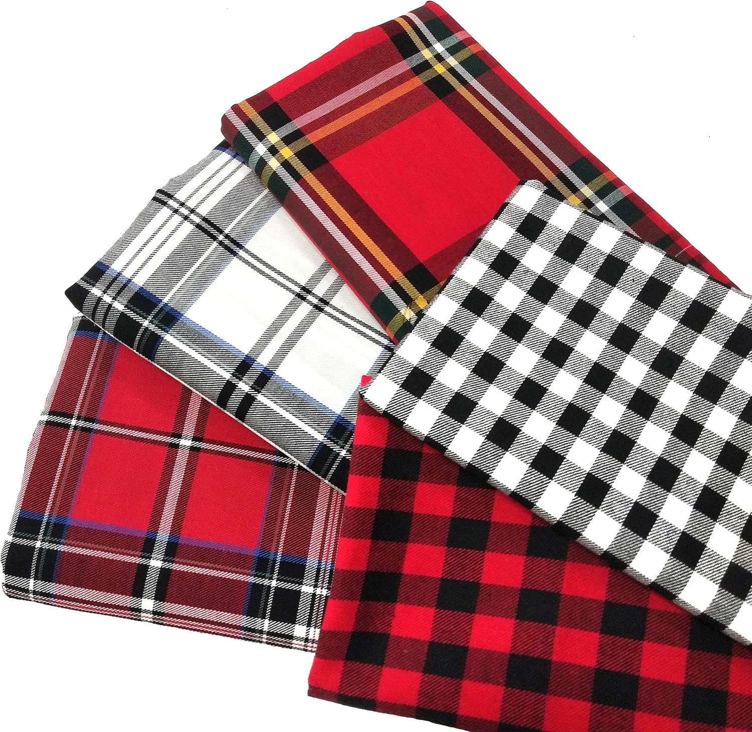ZAIONE Christmas Buffalo Plaid Print Fabric Fat Quarter Bundle 5pcs/Set 100% Cotton 17.7" x 17.7" Yarn-Dyed Tartan Check Cloth Quilting Fabric for DIY Crafts Sewing Patchwork