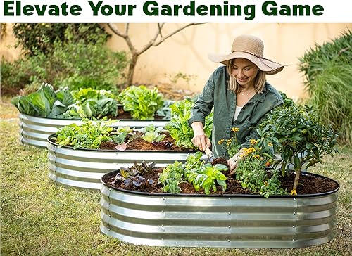 Miniatura 2 de Camas de jardín elevadas galvanizadas para exteriores  4 x 2 x 1 pie (paquete de 2) macetas elevadas para jardinería, verduras, flores, caja de