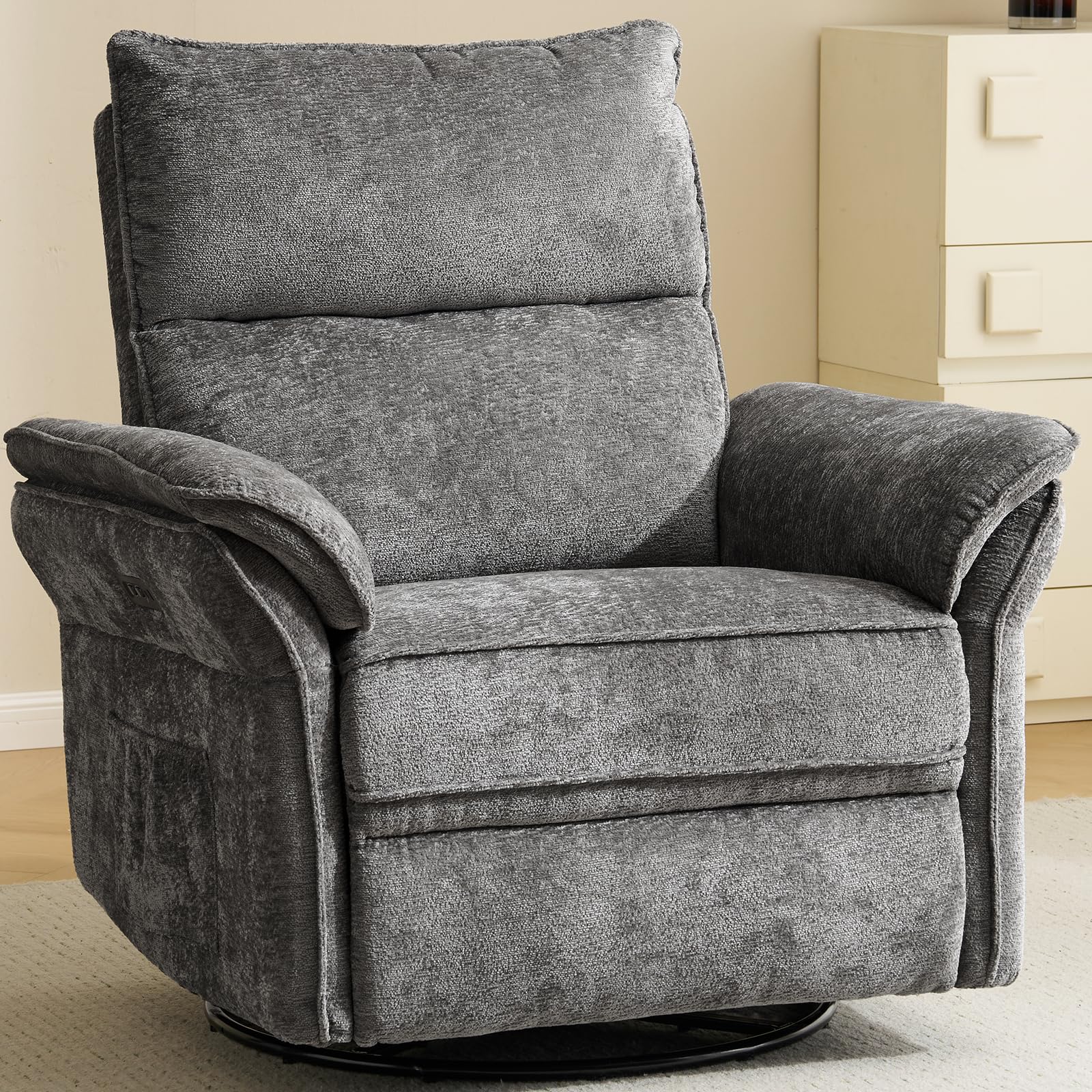 Rhevoy Oversized Power Recliner Chair Swivel Glider