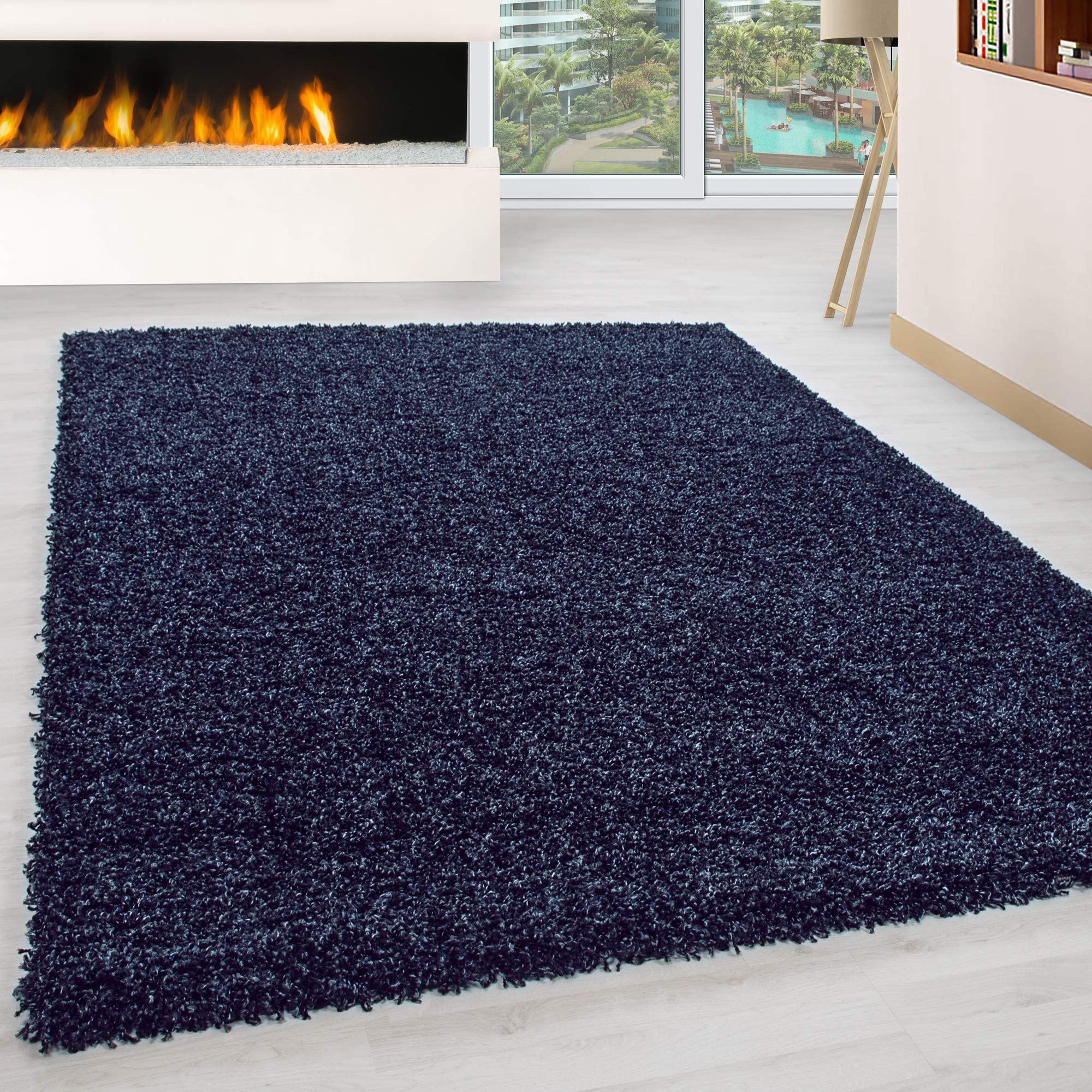 Rugstore shop ltd SHAGGY RUG 35MM / 3.5cm Modern Rugs Living Room Extra Large Small Medium Rectangular Size Soft Touch Thick Pile Living Room Area Rugs Non Shedding (Navy Blue, 160 x 230 cm) — image 1