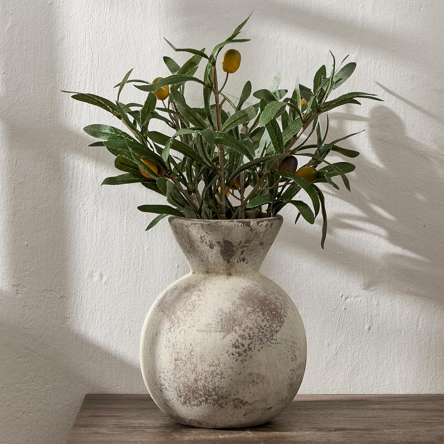 7" Ceramic Vase for Home Decor, Decorative Terracotta Farmhouse Rustic Vases for Living Room Kitchen Bedroom Bathroom Entryway Mantel Table, Pottery Vases for Pampas Grass Dried Fresh Flowers