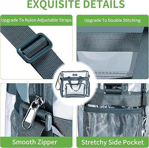 Vista 55 de MAY TREE Bolsa transparente para eventos en estadios de 12 x 6 x 12 pulgadas, bolsa de almuerzo transparente con correas reforzadas para trabajo