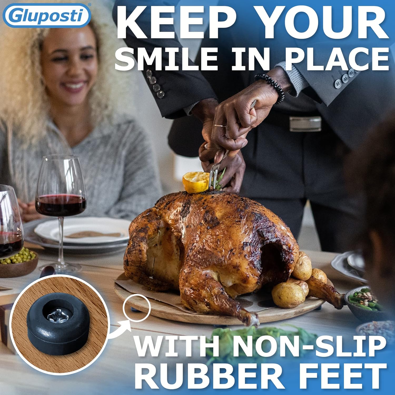 Gluposti 25 Cutting Board Feet with Stainless Screws, 1/2" Soft Non-Slip Rubber Bumpers for Cutting Boards & Electronics