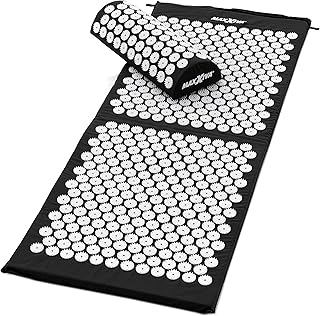 Akupressur-Set Matte 130 x 50 cm mit Kissen Yantramatte Fakirmatte stimuliert die Durchblutung löst Verspannungen Farbe wählbar (Schwarz)