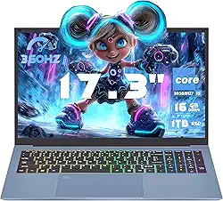 Laptop azul FHD IPS de 17,3 polegadas, Core i5-1038NG7,16GB RAM 1T SSD, laptop Win 11 Pro, gráficos tel Iris Plus, impressão digital, teclado colorido retroiluminado, teclado numérico, tipo-C