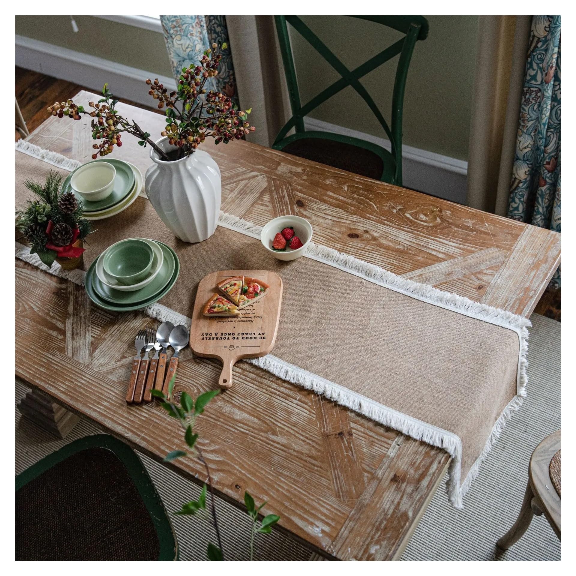 Table Runner Table Runners Farmhouse Rustic Natural Jute Lace Vintage Country Wedding Birthday Decoration(Style2,30x200cm)