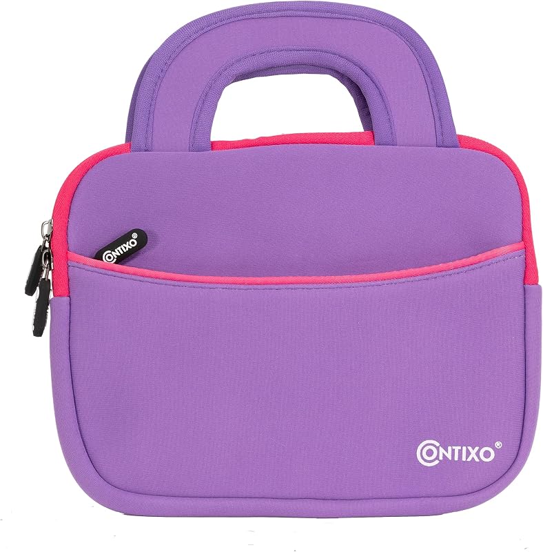 Contixo 7" Tablet Sleeve Bag for Kids Tablets - Compatible with Contixo V8/V9, Dragon Touch Y88X Pro/M7, iPad mini 1-4, Galaxy Tab A 8.0, Amazon Fire 7'' & 8'' Tablets - Purple, with Accessory Pocket