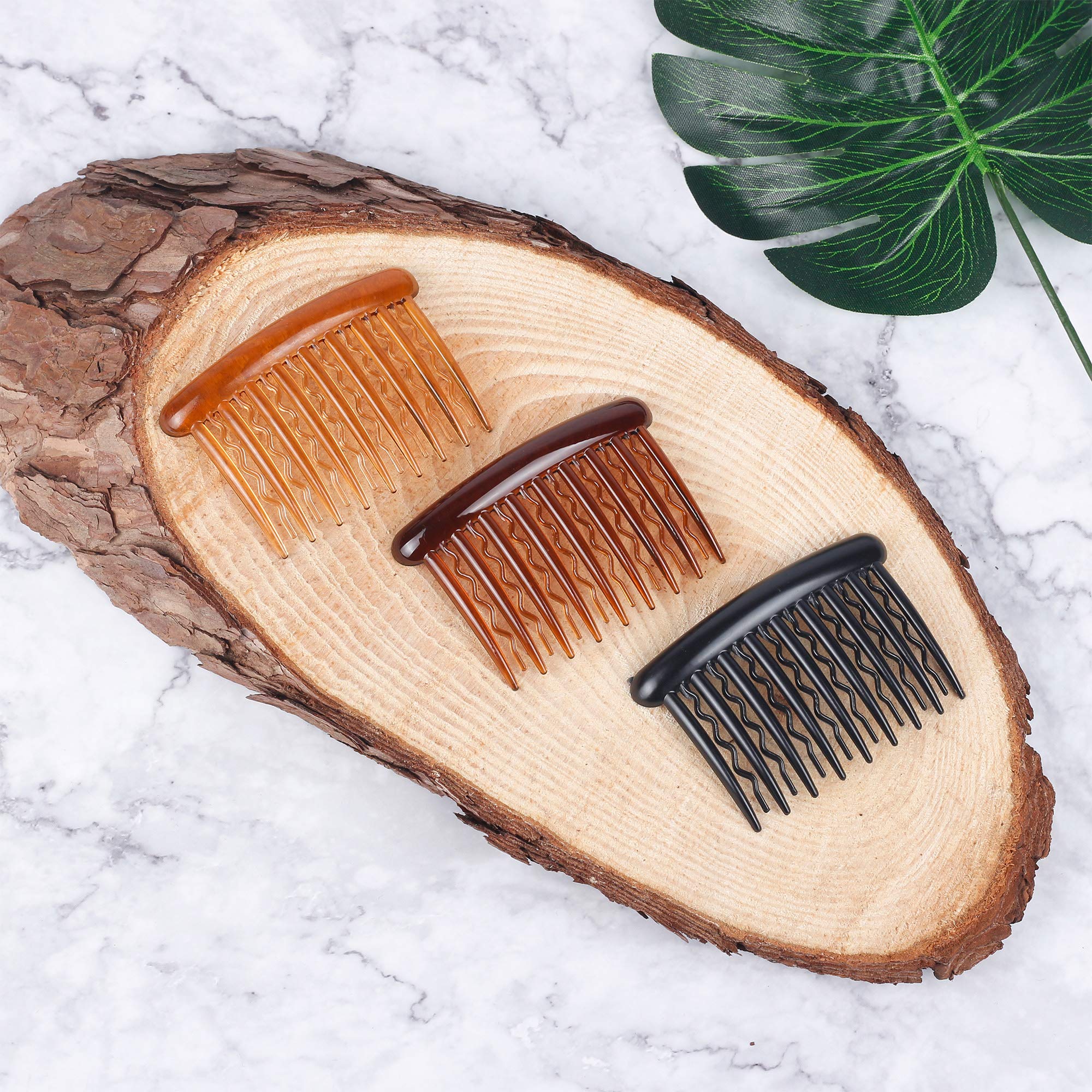 18 piezas de plástico para dientes de pelo, peine lateral de tortuga, accesorios para el cabello fino 4