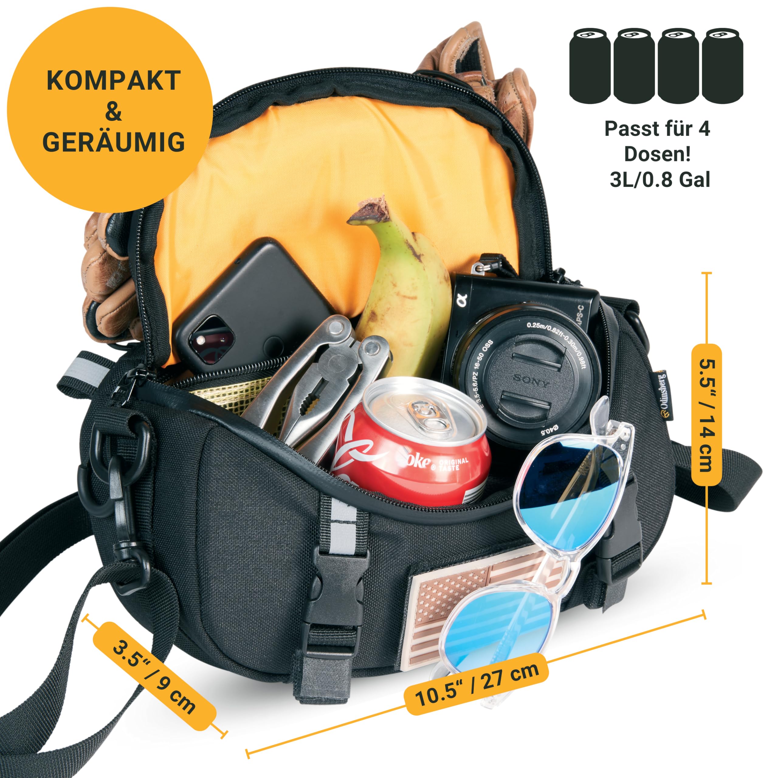 Odinsberg 3L Multifunktionale wasserdichte Lenkertasche Motorrad Lenkertasche Fahrrad Ebike Gepäckrolle Motorrad Tasche Werkzeugtasche Gabeltasche Handlebar Bag Lenkradtasche Fahrradtasche Lenker