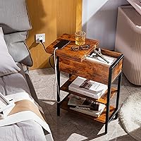 Vista 6 de Yoobure - Mesa auxiliar con estación de carga; mesa auxiliar con tapa abatible, puertos USB y tomas de corriente; mesa de sofá, cama, sala de estar