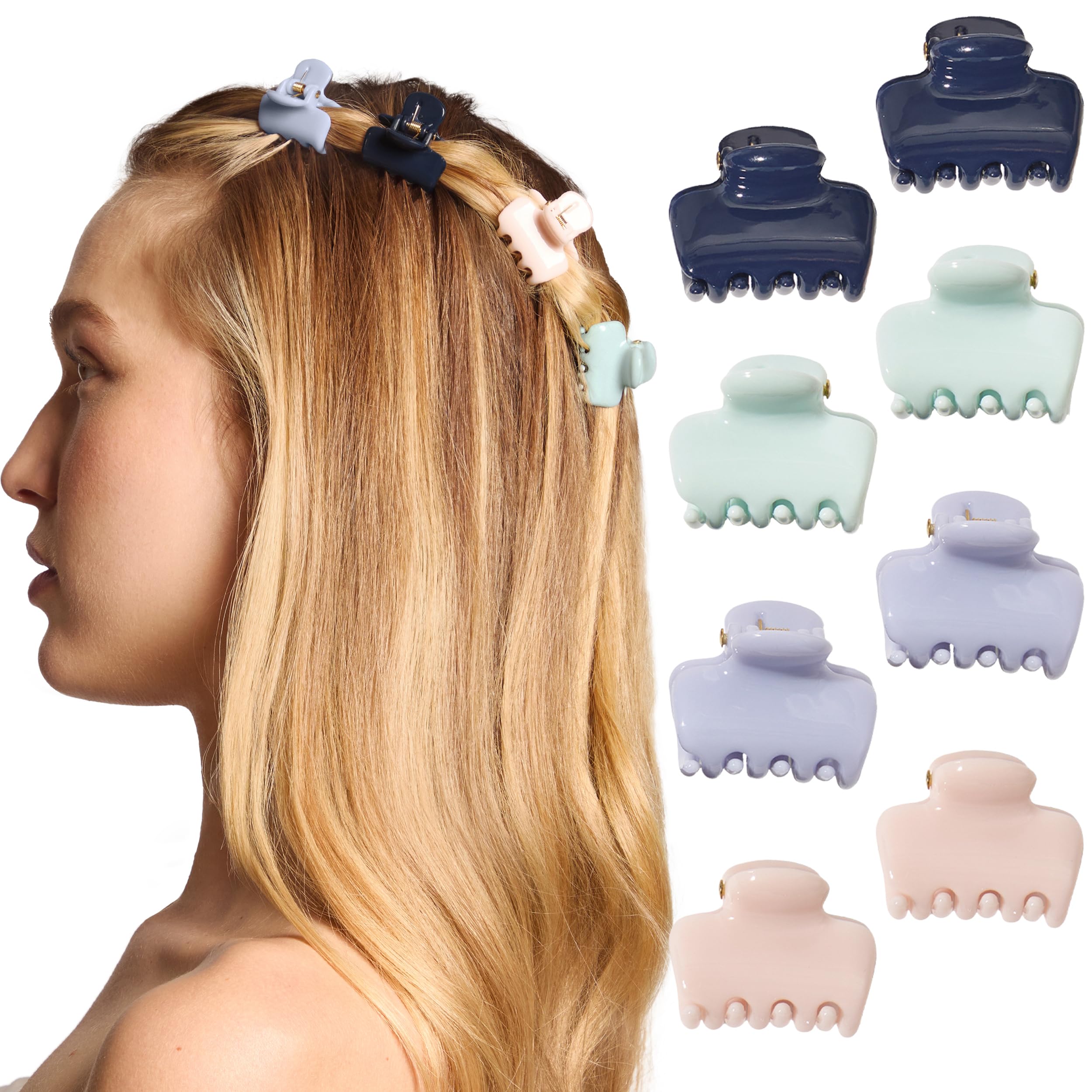 Kitsch Small Hair Clips for Women and Girls – Mini Claw Clips – Hair Accessories – Daily Styling, Recycled, Garden Bouquet | Ideal Gifts for Women – 8pc Set