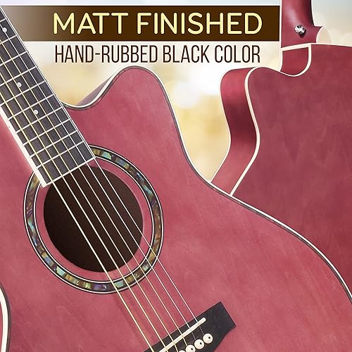 Miniatura 5 de Pyle Kit de guitarra acústica, instrumento de cuerda de acero de madera 34 tamaño junior para principiantes y adultos, 36 pulgadas color malva