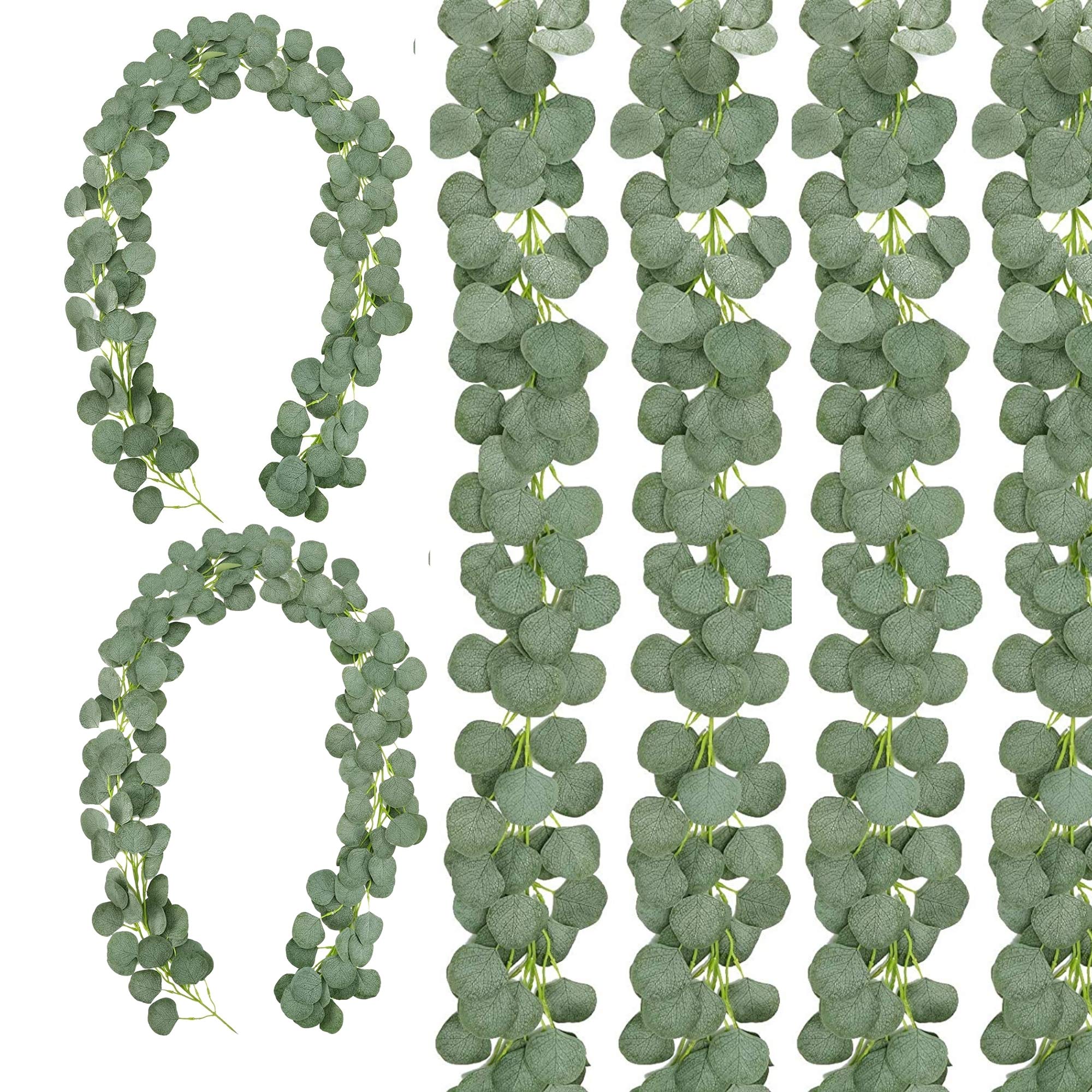 Artificial Eucalyptus Garland Silk Eucalyptus Leaves Vines Faux Silver Dollar Greenery Eucalyptus Plants for Wedding Party Home Decoration Engagement (2 Packs)