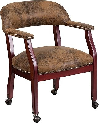Flash Furniture Bomber Jacket Brown Luxurious Conference Chair with Accent Nail Trim and Casters