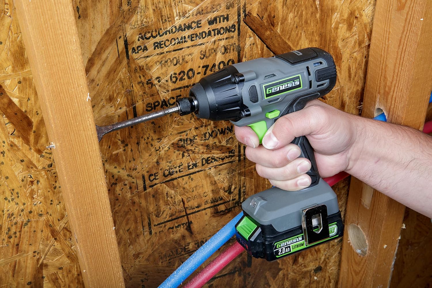 Genesis G20MAX 20V Cordless 1/4" Impact Driver with Battery and Charger 2.0Ah, 1600 in-lbs (GLID20B)