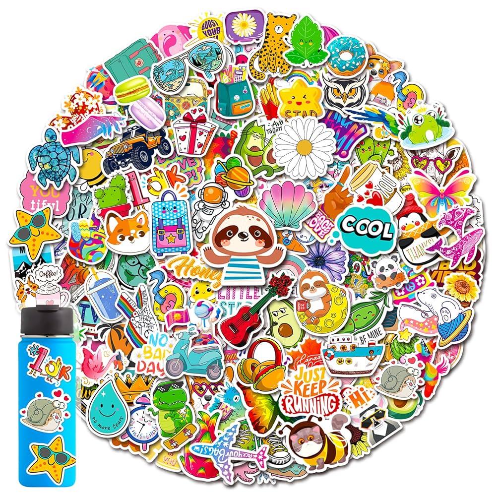 300-1000 Pcs/Set Random Blind Bag No Theme No Repeated Cute Stickers Pack For Kids Teens Adults,Waterproof Stickers For Water Bottle, Laptop, Scarpbook, Skateboards, Gift/Deco (300 Pcs