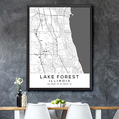 Miniatura 5 de Mapa de Lake Forest, Illinois, Light 2 (8x10)