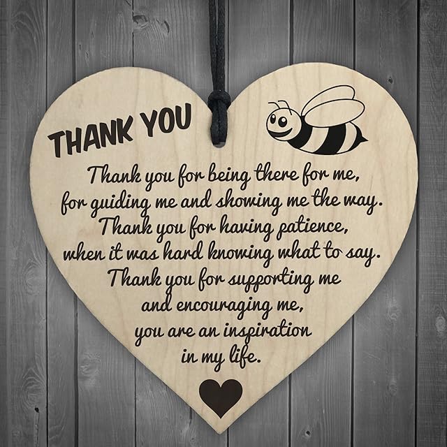 RED OCEAN Thank You For Being There For Me Wooden Hanging Heart Love Friendship Plaque