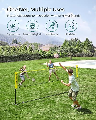 Vista 44 de SONGMICS - Juego de red de bádminton; juego deportivo portátil para bádminton, tenis, voleibol infantil, pickleball; de fácil instalación; red