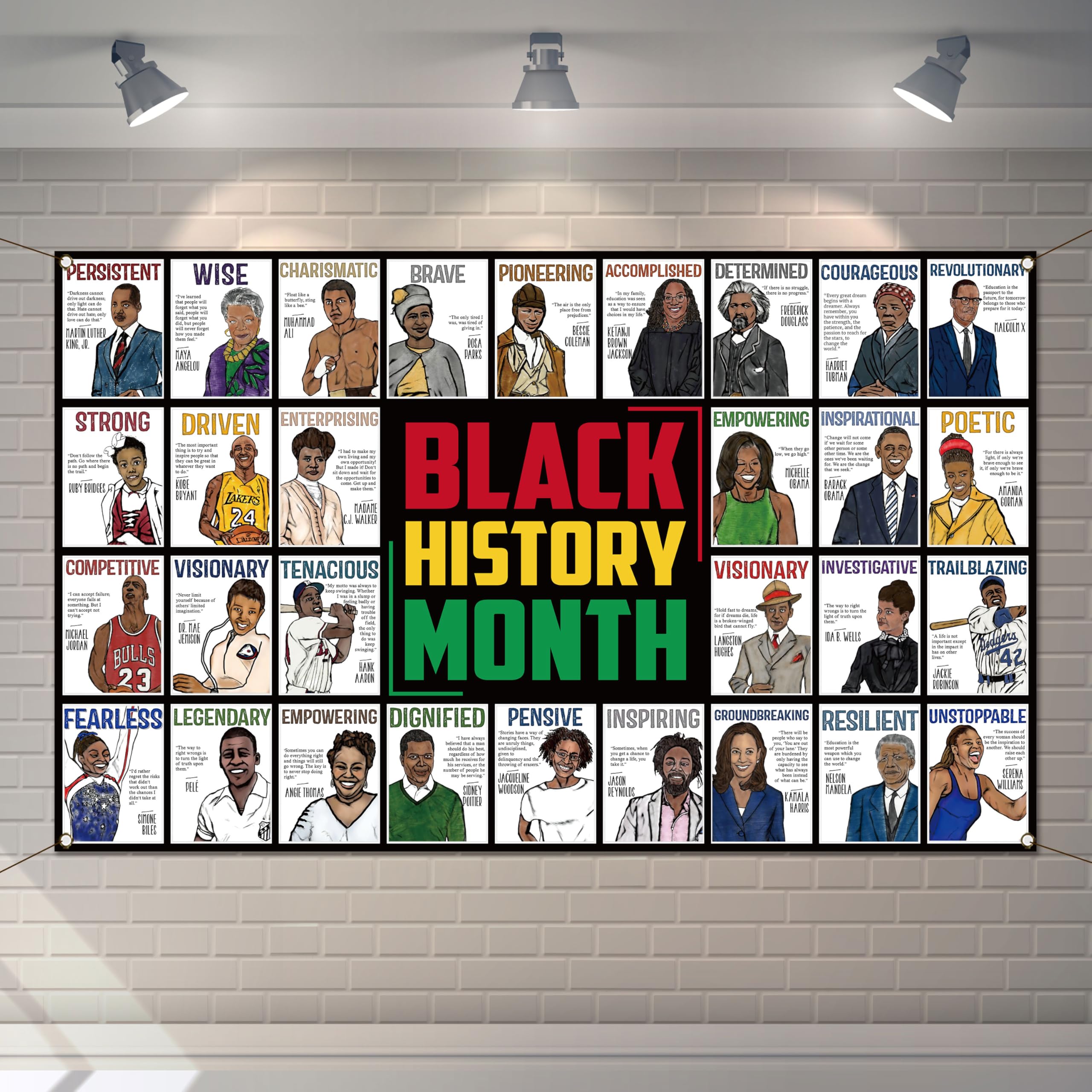 Buxiuer Black History Month Photo Booth Backdrop February Historical African American Heritage Decorations School Classroom Bulletin Board Decor (5.9×3.6ft)