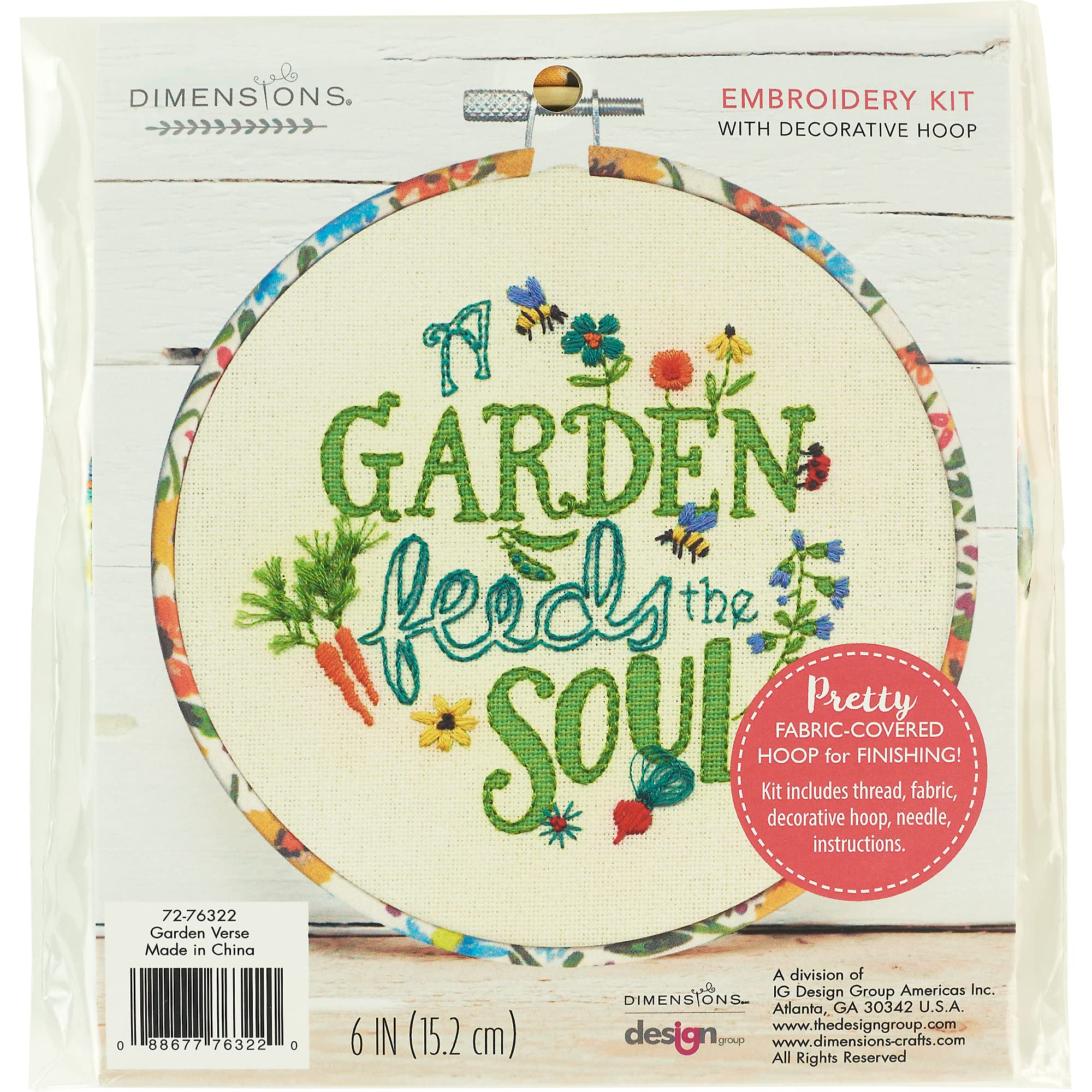 Dimensions Garden Verse Embroidery Starter Kit for Beginners, 6