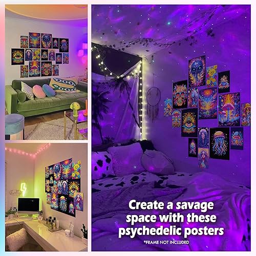 Miniatura 3 de 97 Decor - Pósteres para decoración de habitación, estilo drippy, hippie, independiente, psocodélico, alucinante, para dormitorio de adolescentes