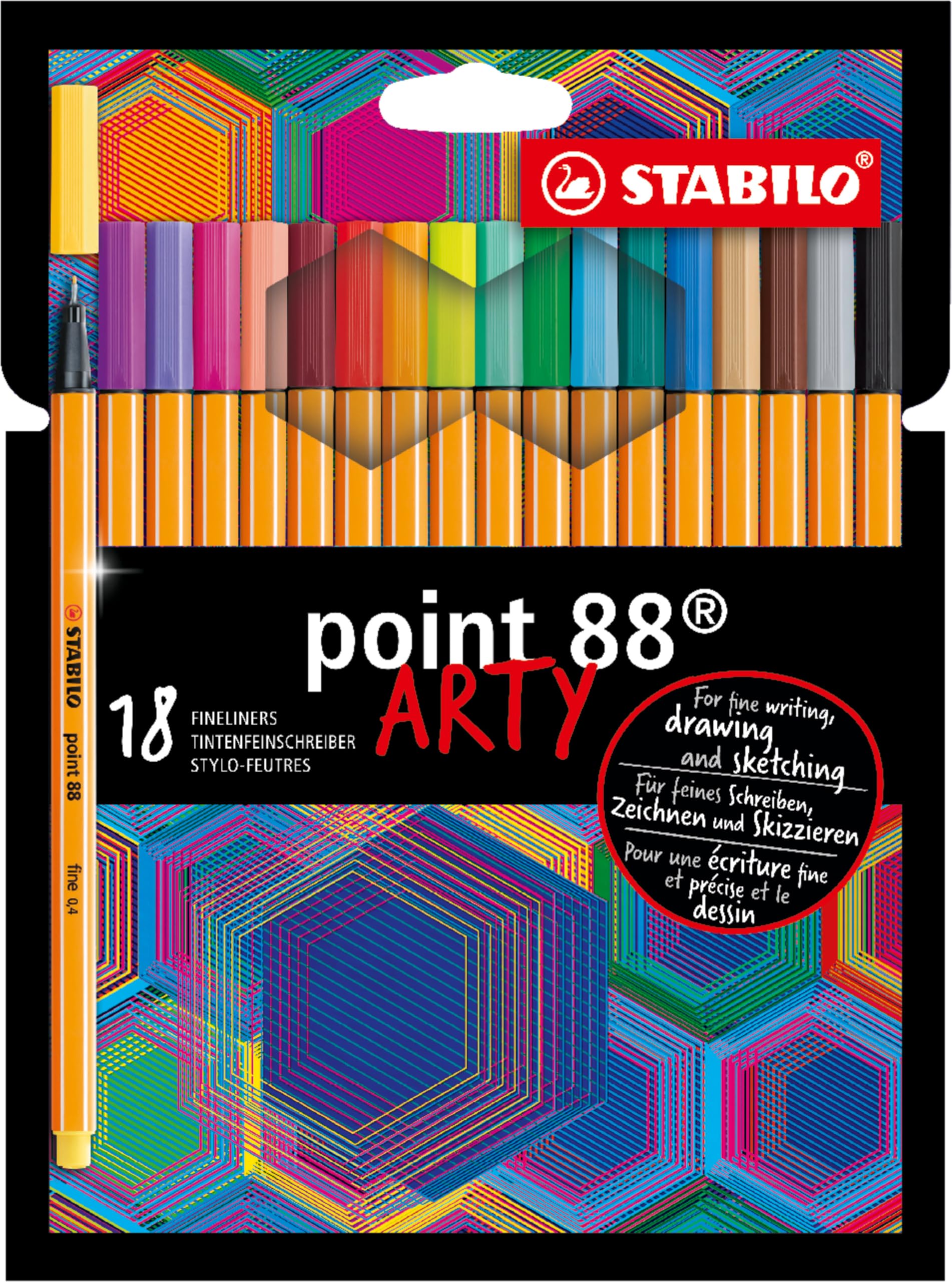 Fineliner Pen - point 88 ARTY Wallet of 18 Assorted Colours