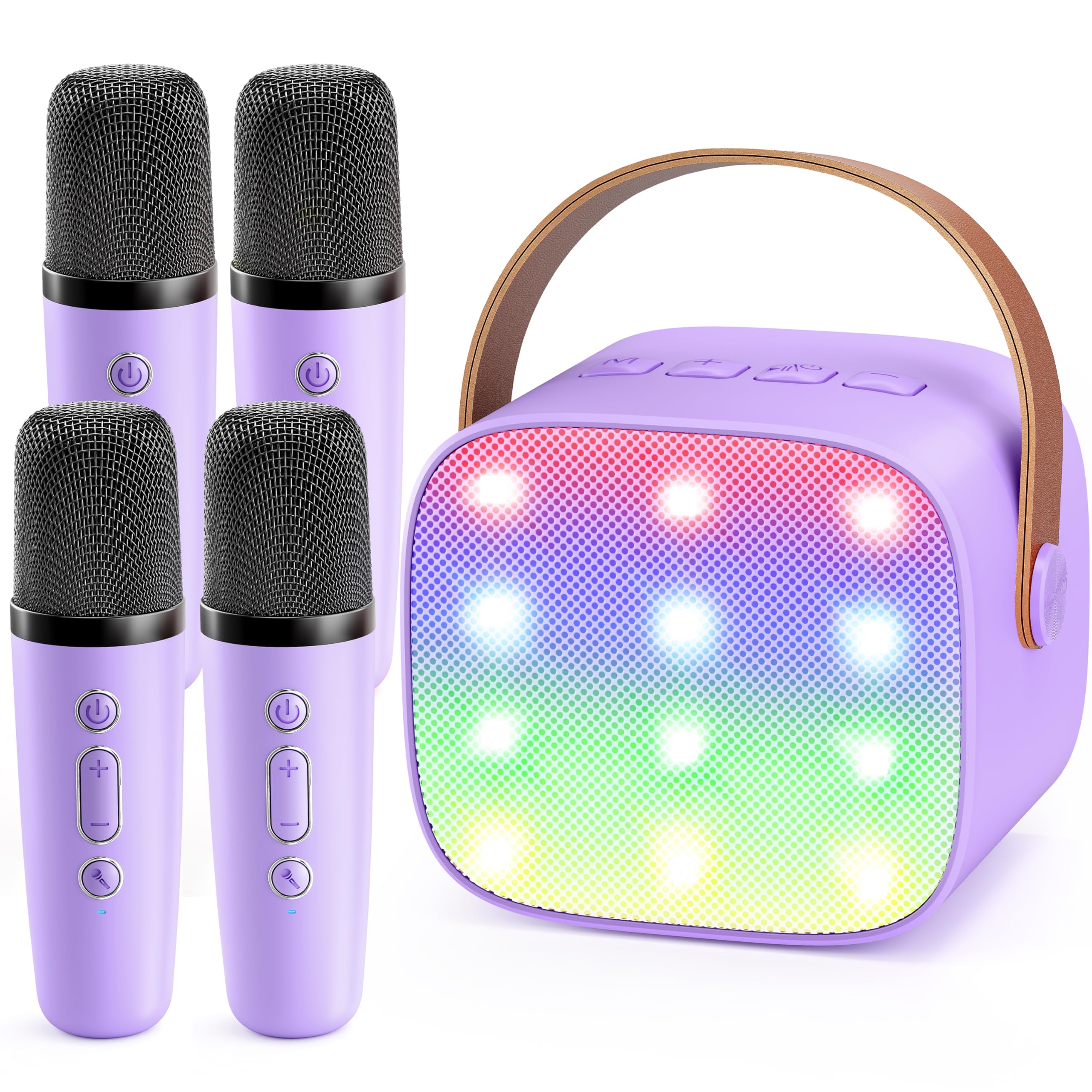 YLL Mini Karaoke Machine for Kids Adults: Portable Loud Speaker with 4 Wireless Microphones -Most Popular Birthday Party Gifts for Girls Boys 3, 4, 5, 6, 7, 8, 9, 10+ Year Old Toys(Purple)