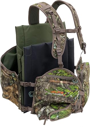 ALPS OutdoorZ Impact Camo Turkey Vest with Removable Flip Down Seat, Game Bag and Plenty of Pockets for Calls and Strikers