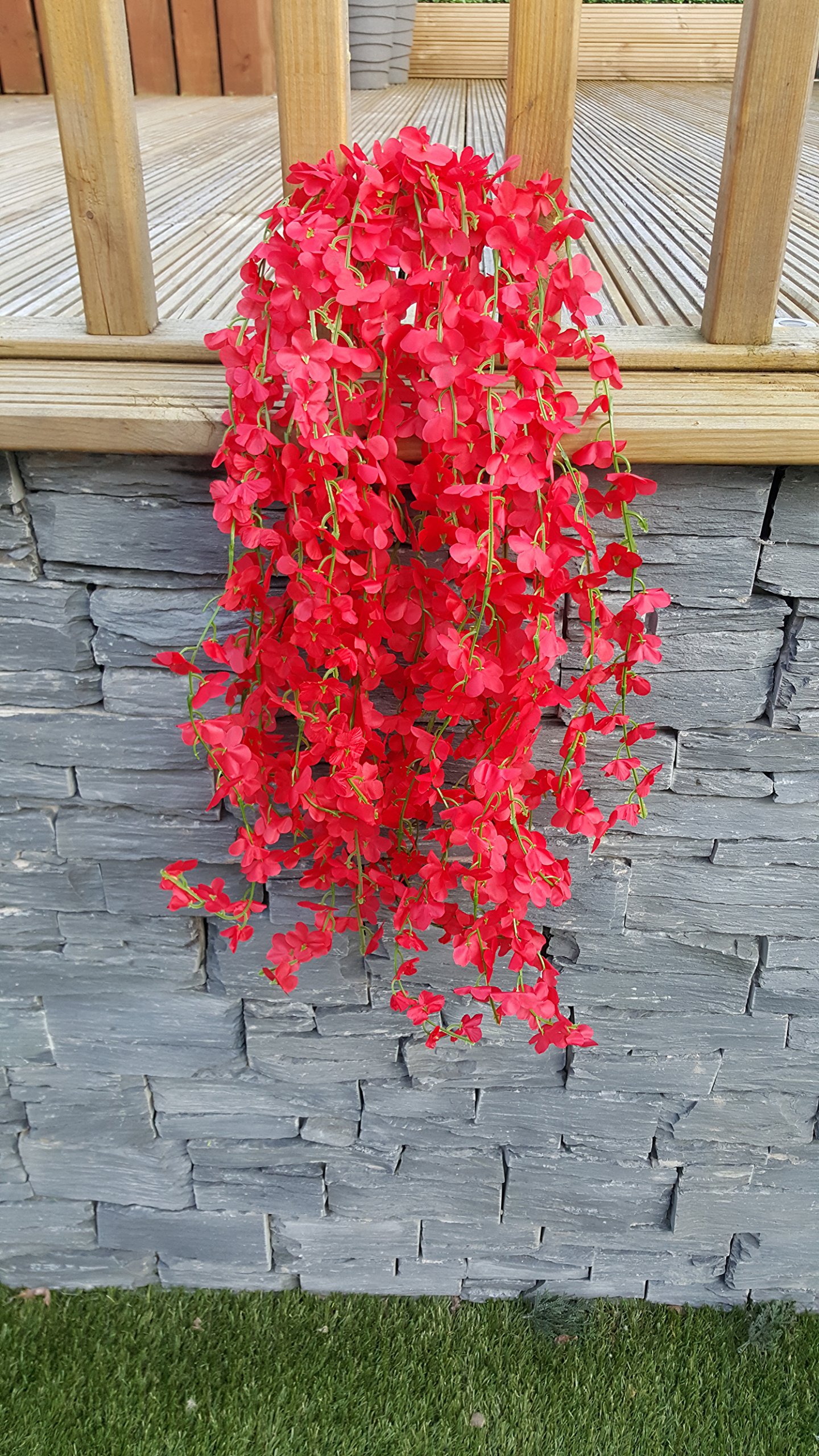 Best Artificial 80cm Red Trailing Flower Garland Hanging Vine String Plant (12)