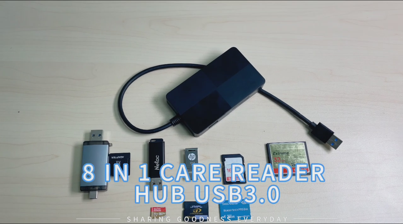 USB3.0 Multi Card Reader Hub, XD/SD/CF/Micro SD/MS+3 USB 3.0, 8 in 1 CF Card Reader/Adapter/Hub for XD SD SDXC SDHC Compact Flash CFI Micro SD/SDXC