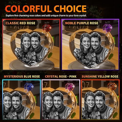 Miniatura 3 de Foto de cristal 3D con rosa roja, regalos personalizados para padre, papá, mamá, mujer, esposa, ella, él, hombres, gran regalo personalizado para el