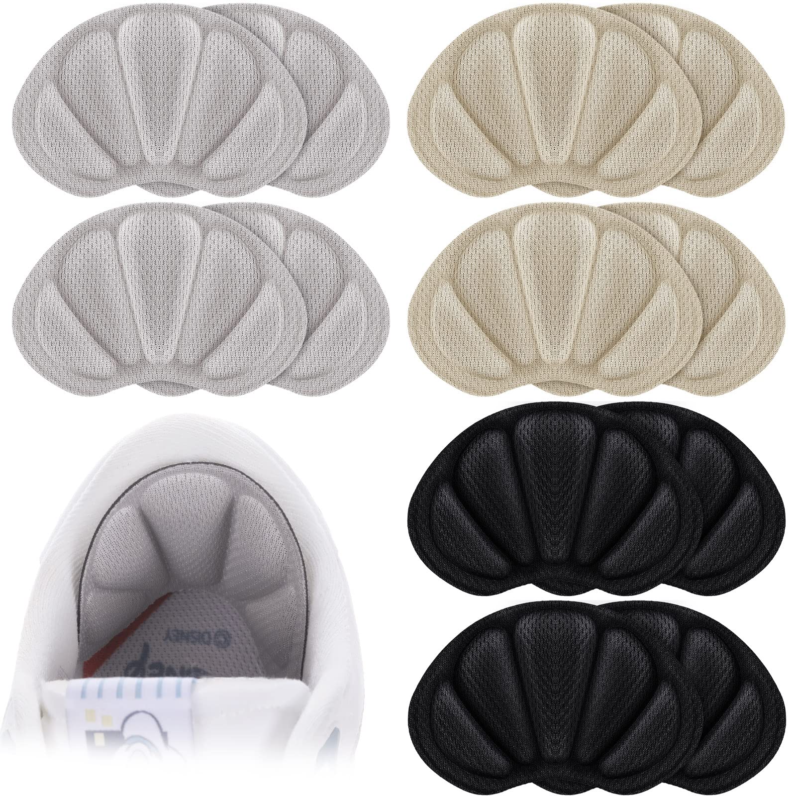 Syhood12 Pieces Heel Grips Liner Cushions Inserts for Loose Shoes Insert Pads for Too Big Shoes Heel Pads Snugs for Men Women, Filler Improve Shoe Fit and Comfort, Prevent Heel Slip and Blister