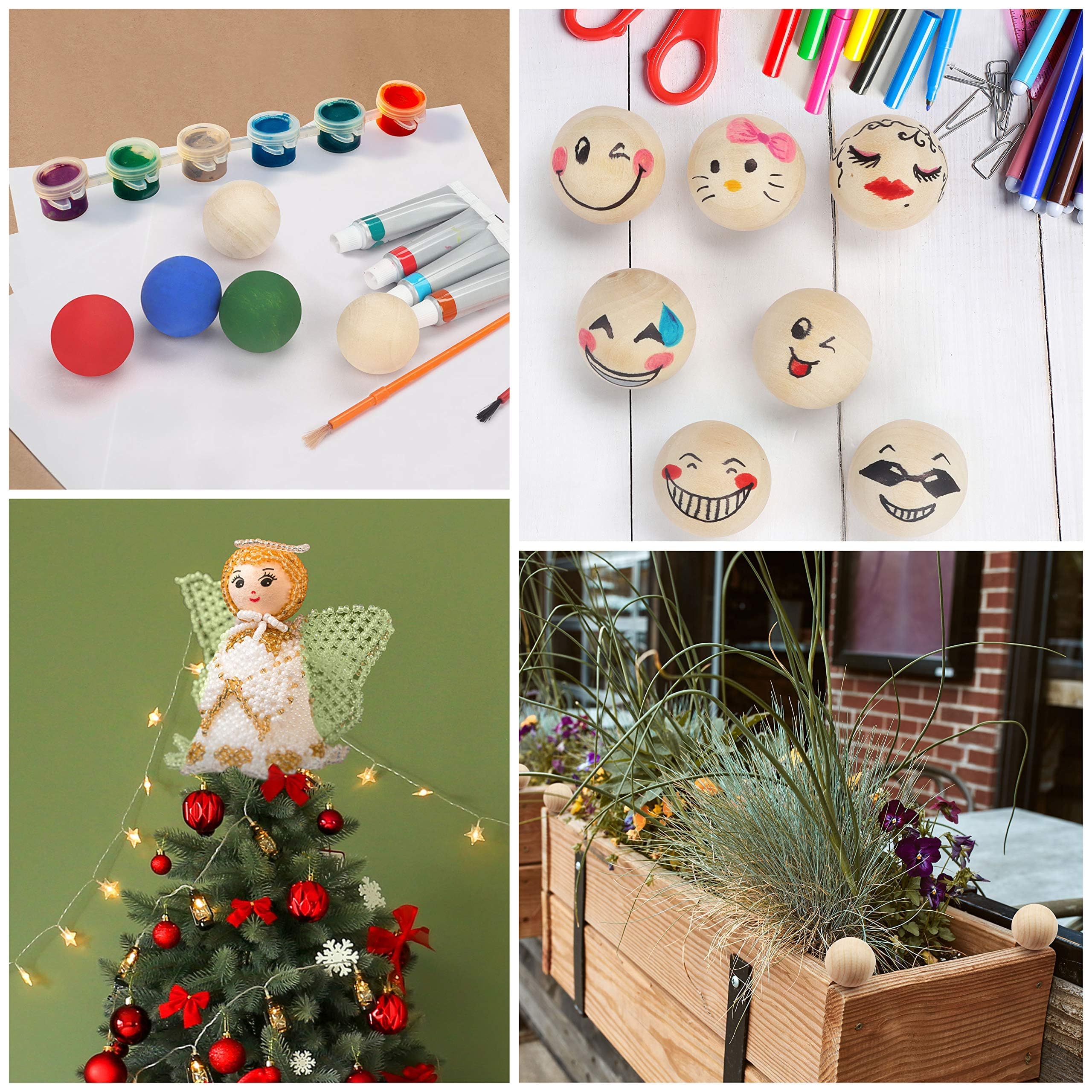 Belle Vous Pallina in legno grezzo da 5 cm (set da 20) – Pallina da 50 mm di diametro – Mini sfera naturale senza fori – per progetti di hobby creativi e artistici, fabbricazione di gioielli