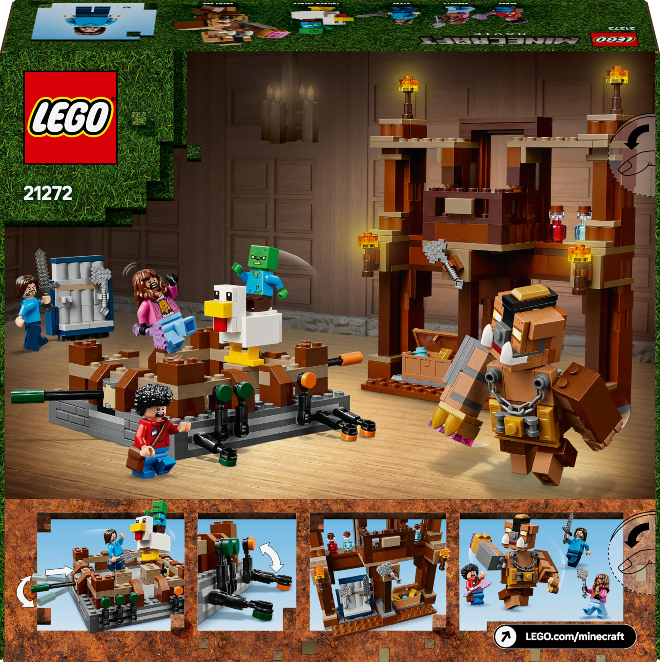 LEGO Minecraft Magione della Foresta: Ring di Combattimento - Giocattolo Interattivo con i Personaggi di Steve, Baby Zombie, Garret e Henry - Set da Gamer per Bambini e Bambine 10+ Fan del Film 21272