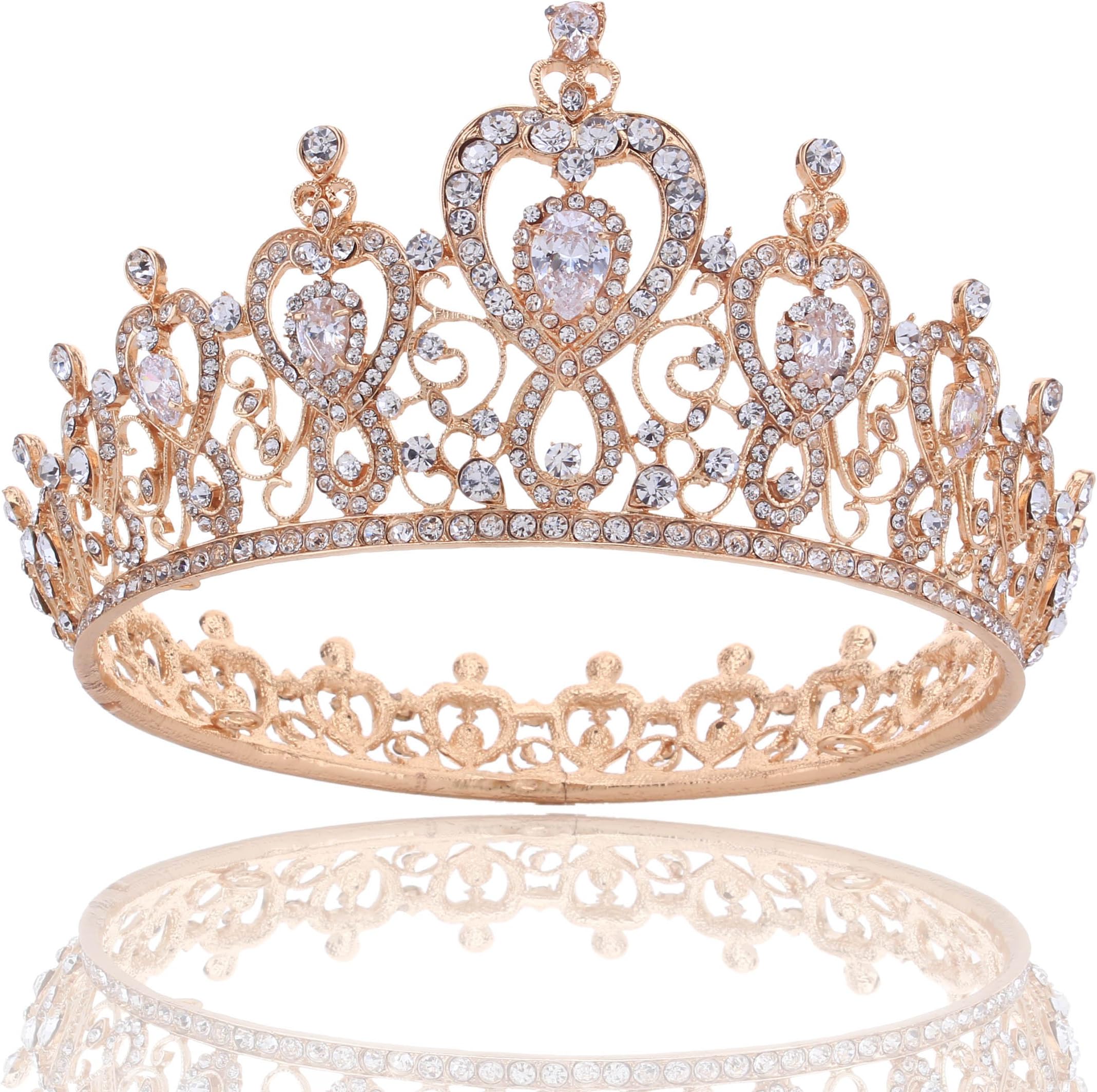 Charm Rhinestone Zircon Crown Bridal Tiara Crystal CZ Diadem For Bride Princess Pageant Wedding Hair Accessories (244# gold)