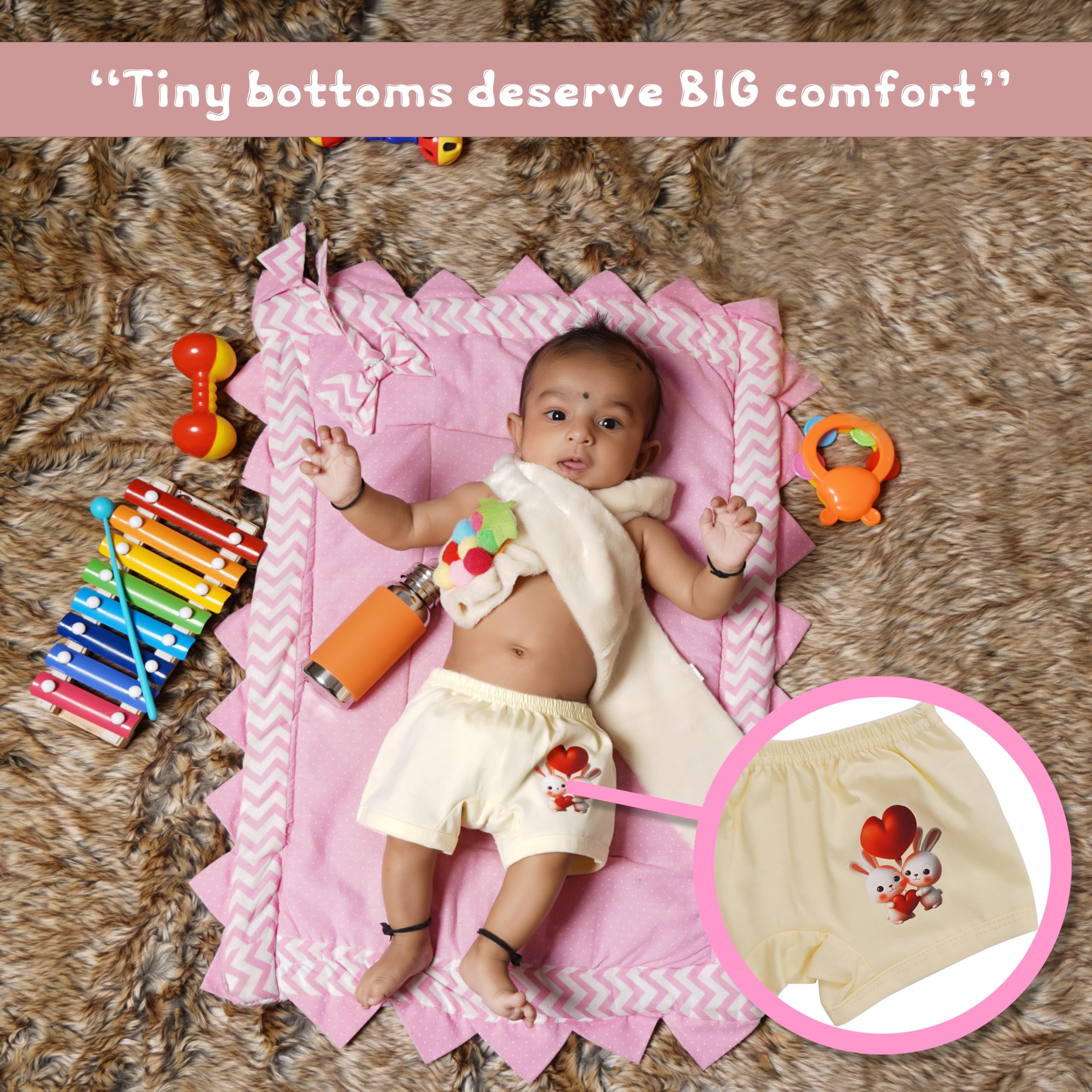 CUTE LANDINGS Unisex Baby Cotton Soft Breathable Regular Fit Panties| Underwear| Innerwear| Bloomer| Bottoms Combo (18-24 Months) Multicolour 2