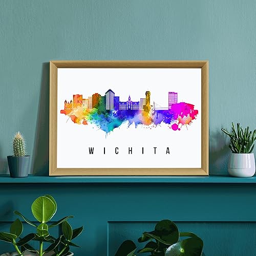 Vista 132 de Póster de Fargo Skyline Dakota del Norte, pintura de paisaje urbano de Dakota del Norte, póster de Fargo Dakota del Norte, impresión de paisaje