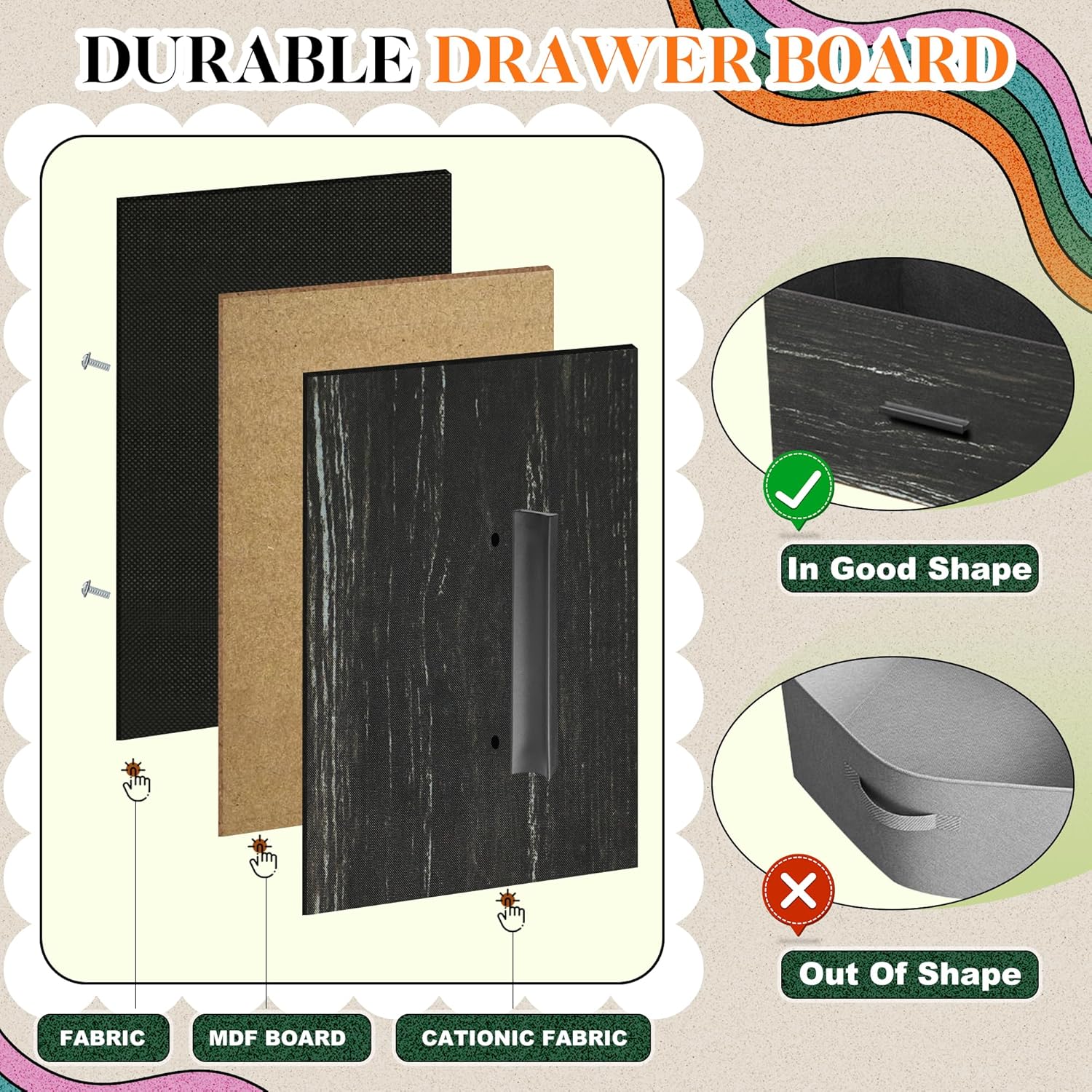 TV Stand with 14 Drawers, Long Dresser for TV Up to 75 Inch, Wide Chest of Fabric Dresser for Bedroom, Entertainment Center TV Stand with Deep Drawers (63 inch, Black)