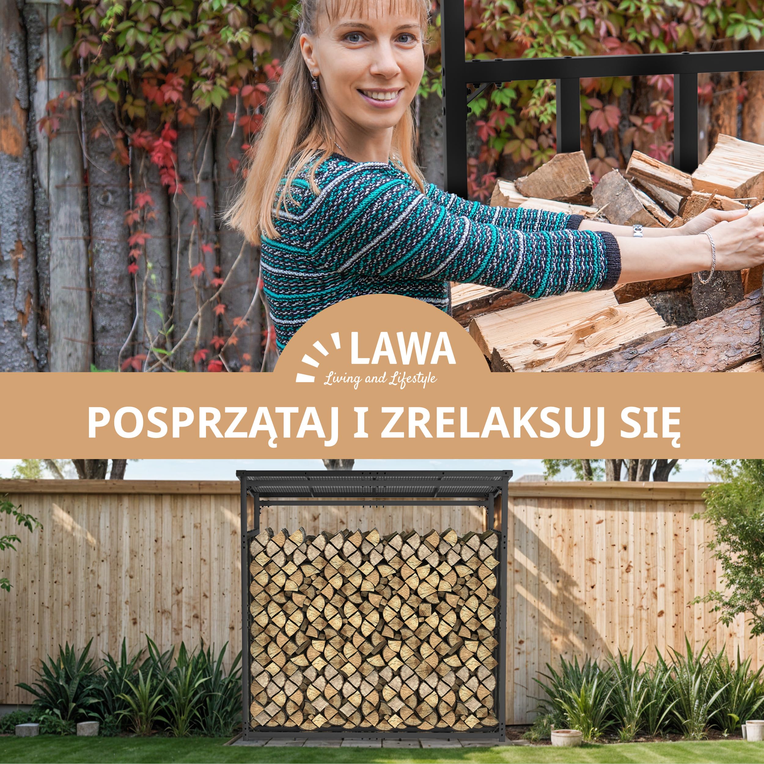 Metalowy regał na drewno opałowe, wymiary zewnętrzne 185 x 105 x 185 cm, ocynkowany 4 x 4 cm, przekrój 3,5 t, z dachem, stabilny drewniany stojak na drewno opałowe, regał