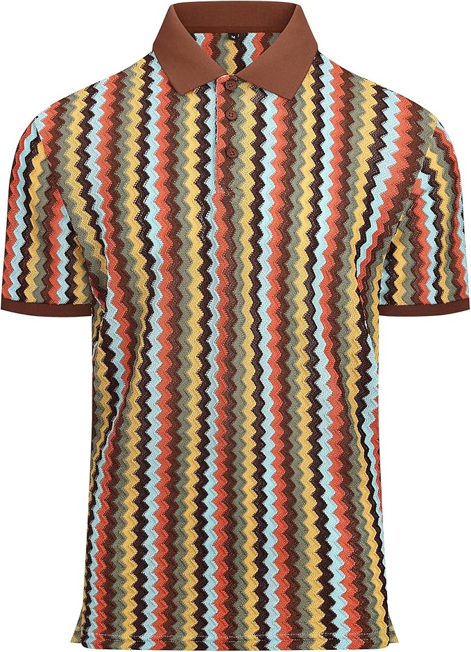 Alex Vando Mens Lace Polo Shirts Fashion Vibrant Short Sleeve Casual Shirts for Men