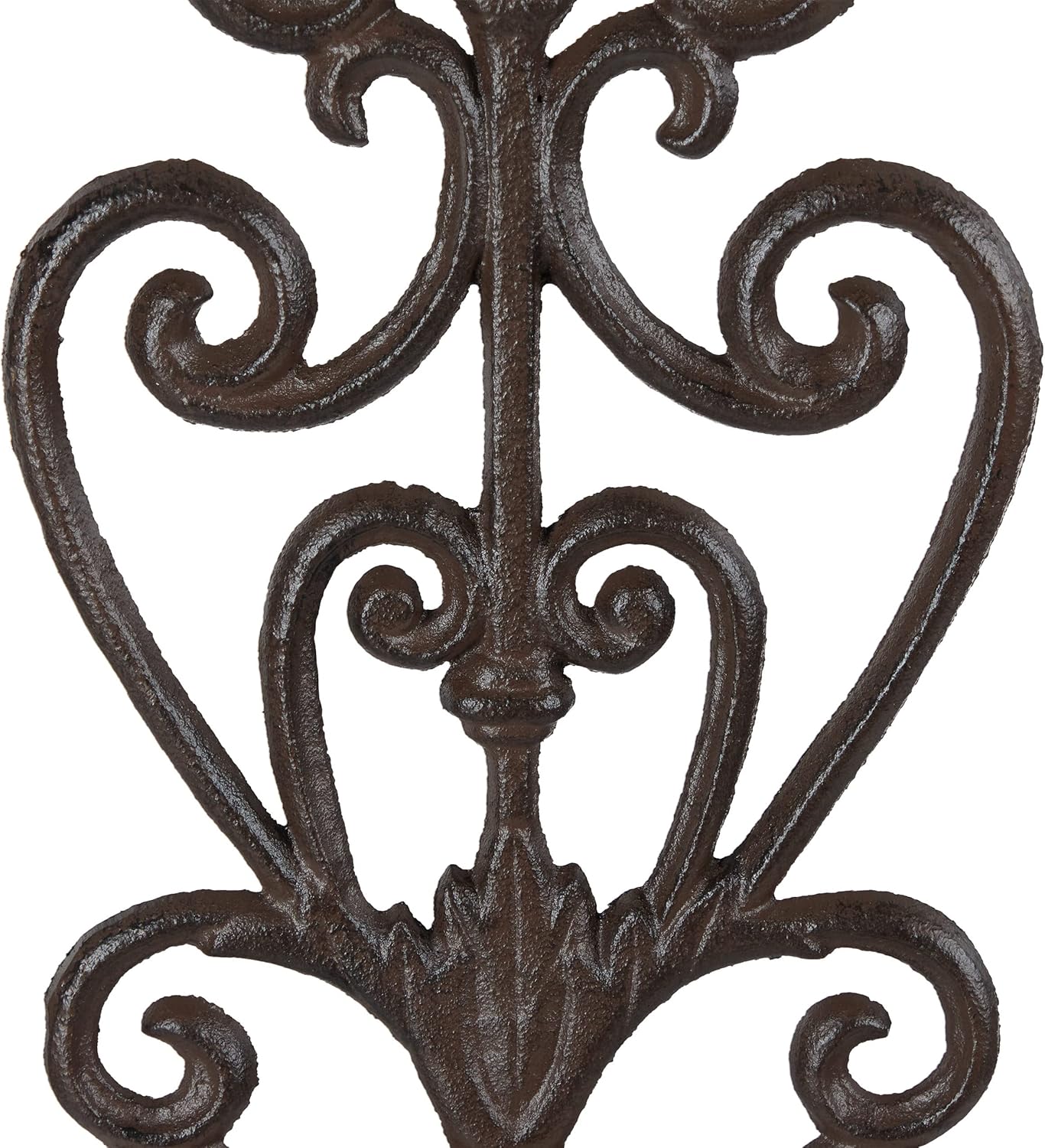Relaxdays Flower Holder, Flower Pot Wall Bracket, Ring Diameter 14.5 cm, Cast Iron, HBD: 54 x 17 x 18 cm, Antique Design, Brown