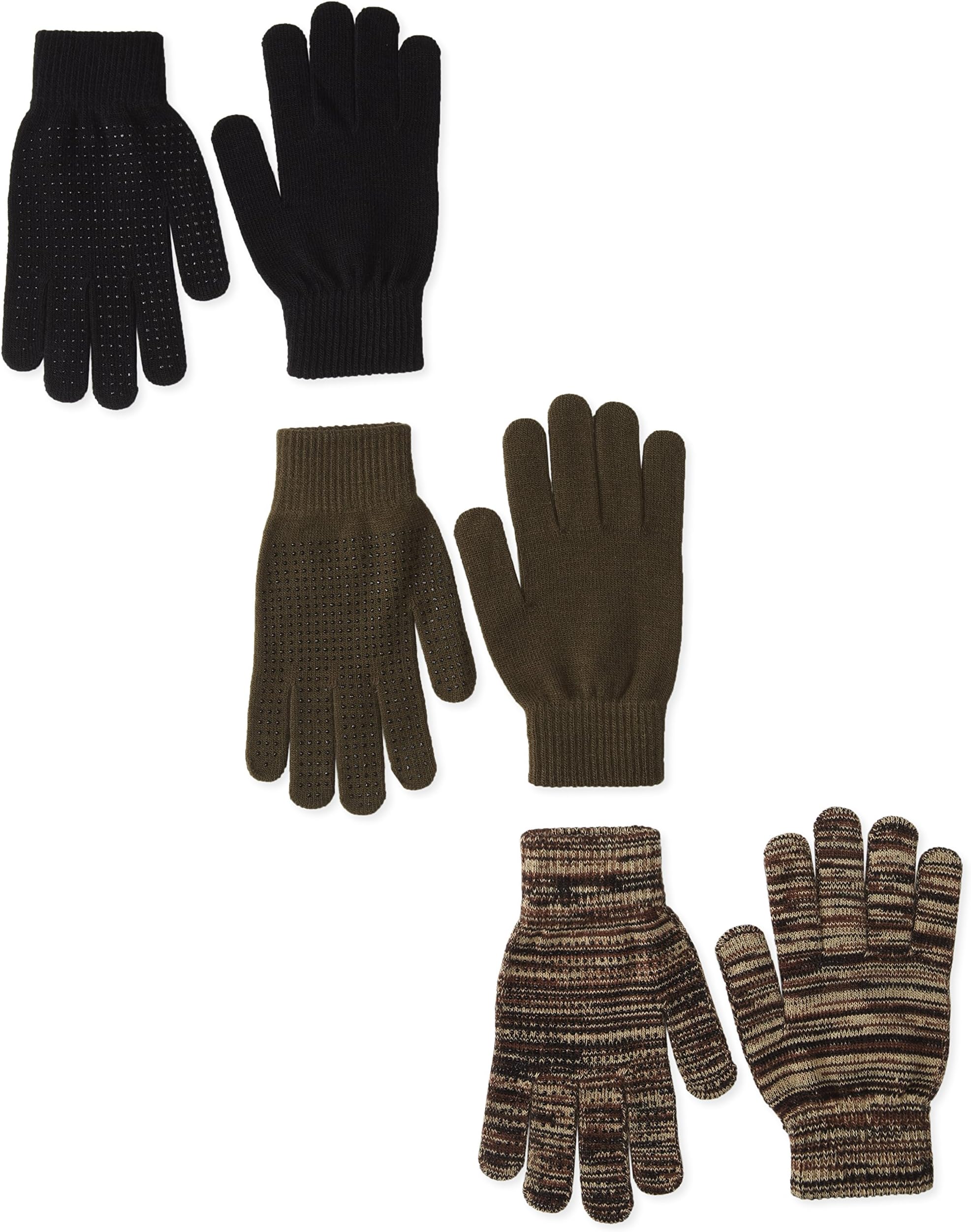 QUIETWEARMen's 3-Pair Pack Grip Dot Assorted Gloves