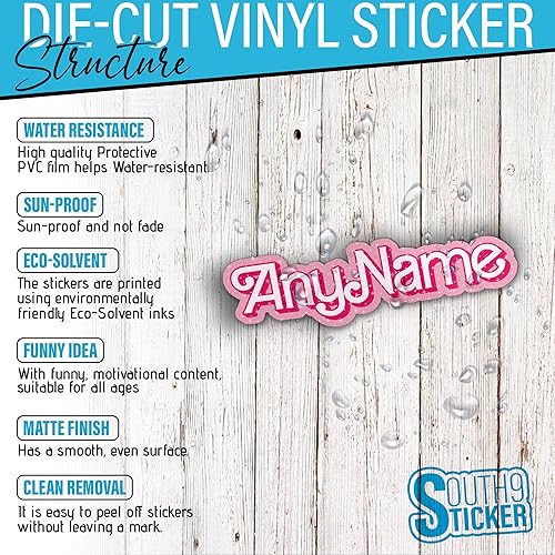 Miniatura 3 de Calcomanía de vinilo troquelada con nombre de los años 90, diseño de barra de nombre B personalizable, para casco duro, botella de agua, laptop,