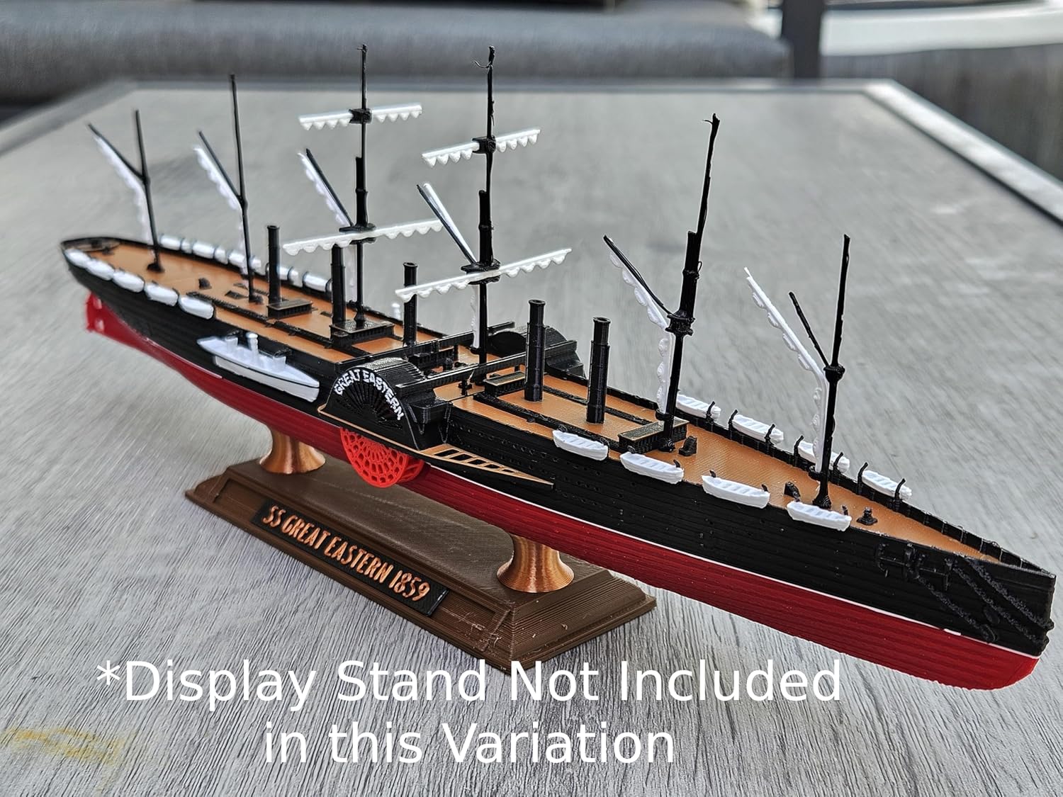 TheRoller3d SS Great Eastern Ship Model 12” Historically Accurate Replica, Steamship Display with Working Paddle Wheels, Nautical Gift for History Buffs & Enthusiasts (Model On)